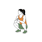 Illustration of a person doing Asian Squat Rocks