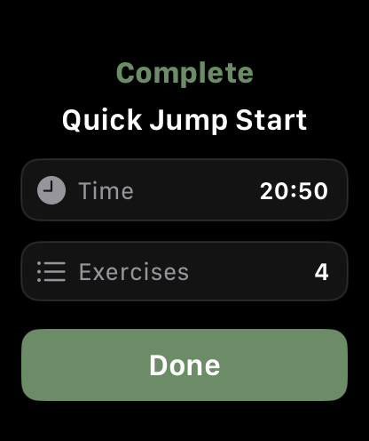 Workout summary on Apple Watch in Zestimer